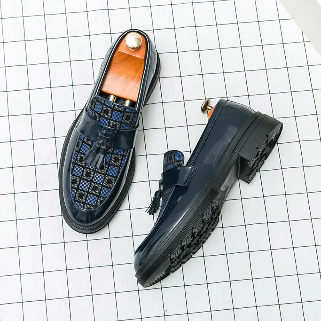 Men’s Check Pattern Tassel Loafers