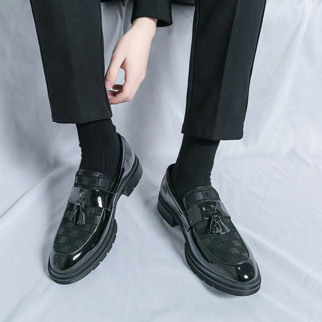 Men’s Check Pattern Tassel Loafers