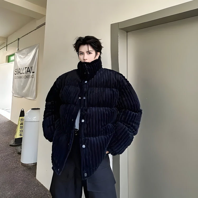 Men’s Corduroy Button-Up Puffer Jacket