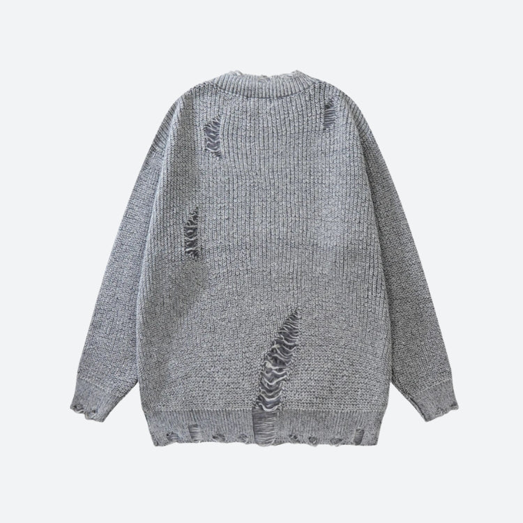 Men's Distressed Grunge Knit Jumper in Grey