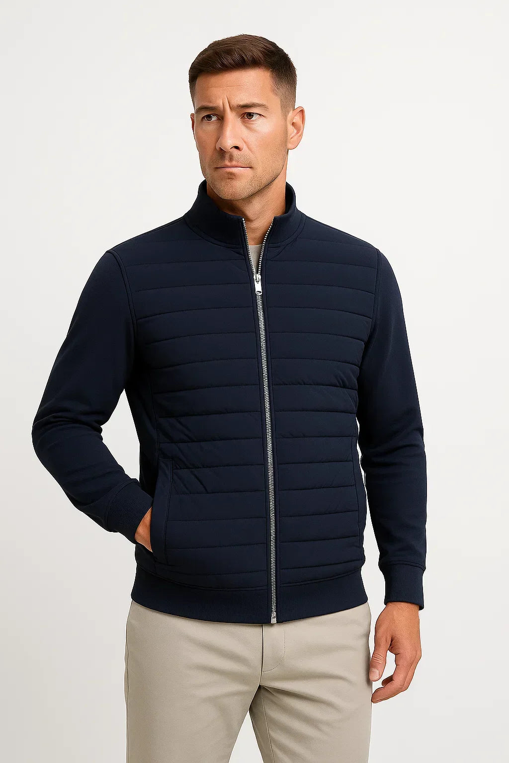 Men’s Hybrid Jacket with Knit Sleeves
