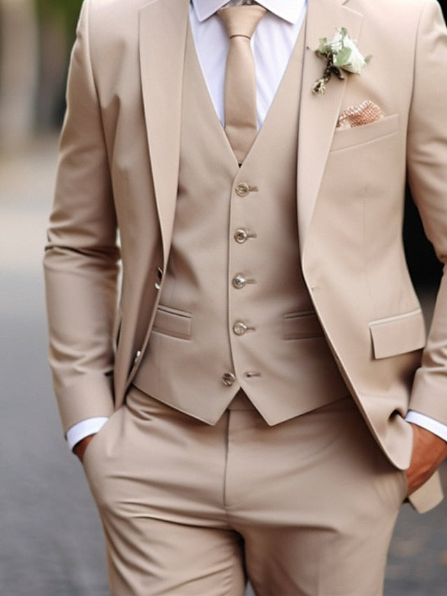 Men’s Khaki Three-Piece Suit