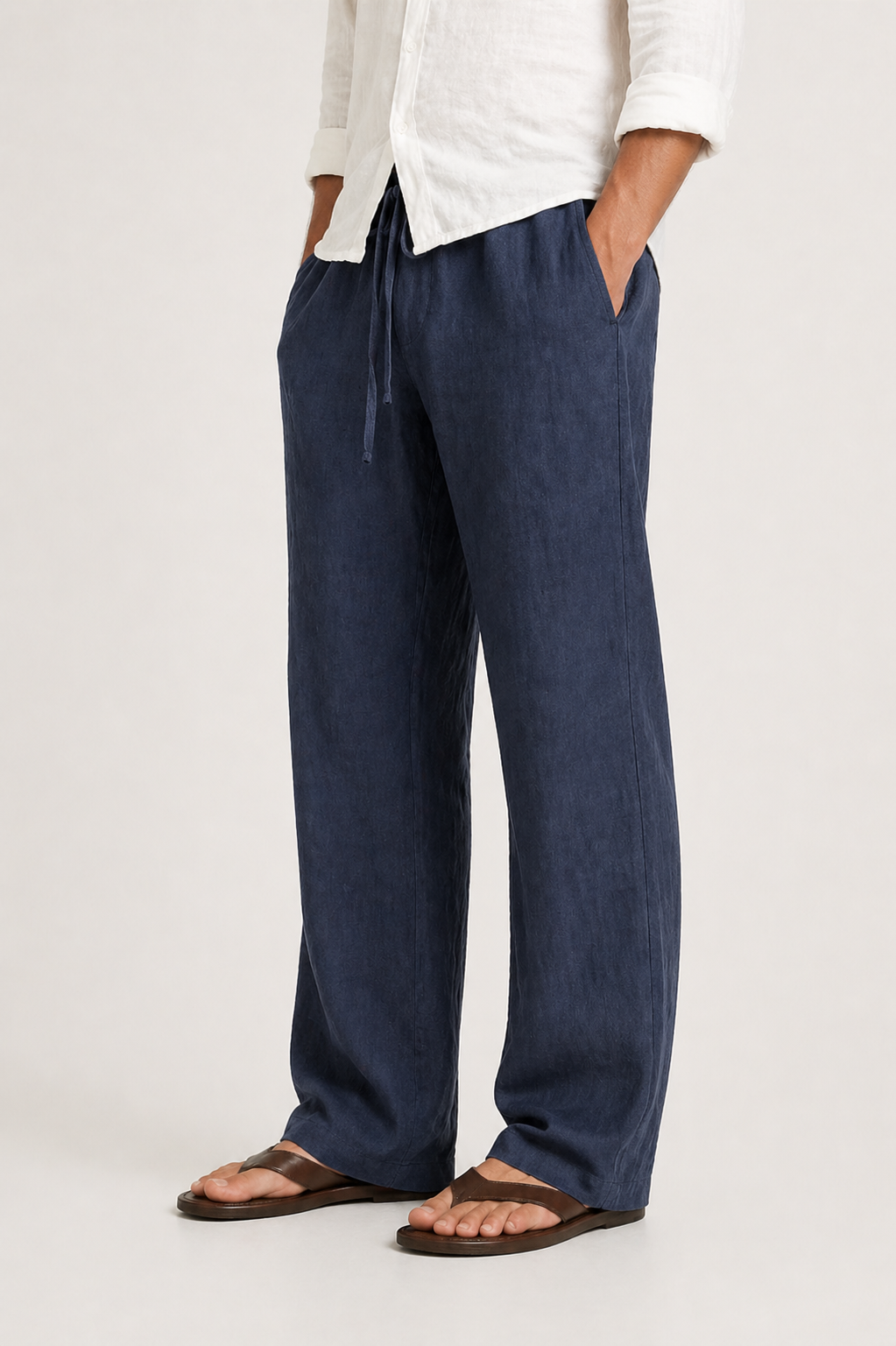 Men’s Linen-Look Relaxed Drawstring Trousers