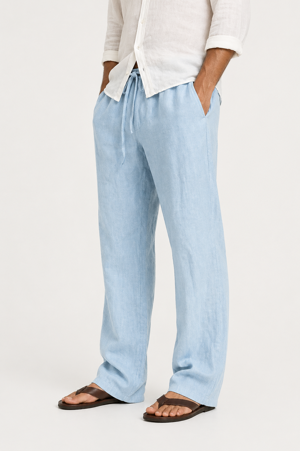 Men’s Linen-Look Relaxed Drawstring Trousers
