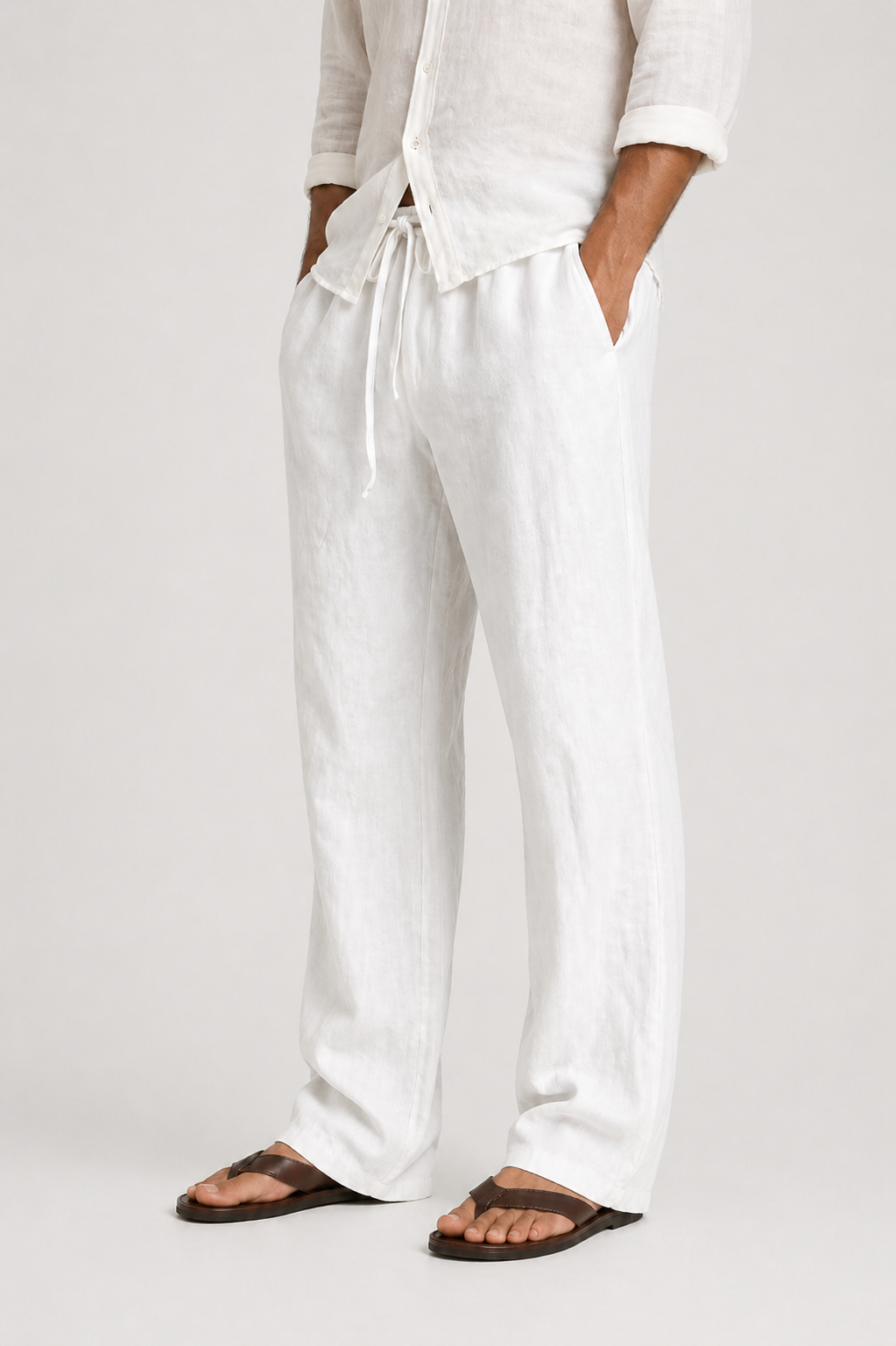 Men’s Linen-Look Relaxed Drawstring Trousers