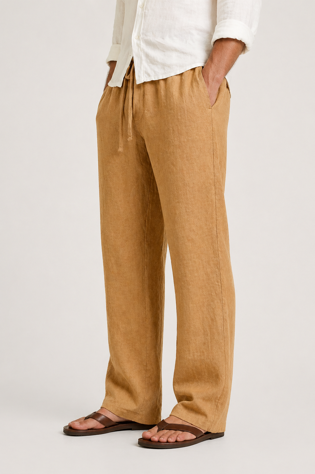 Men’s Linen-Look Relaxed Drawstring Trousers