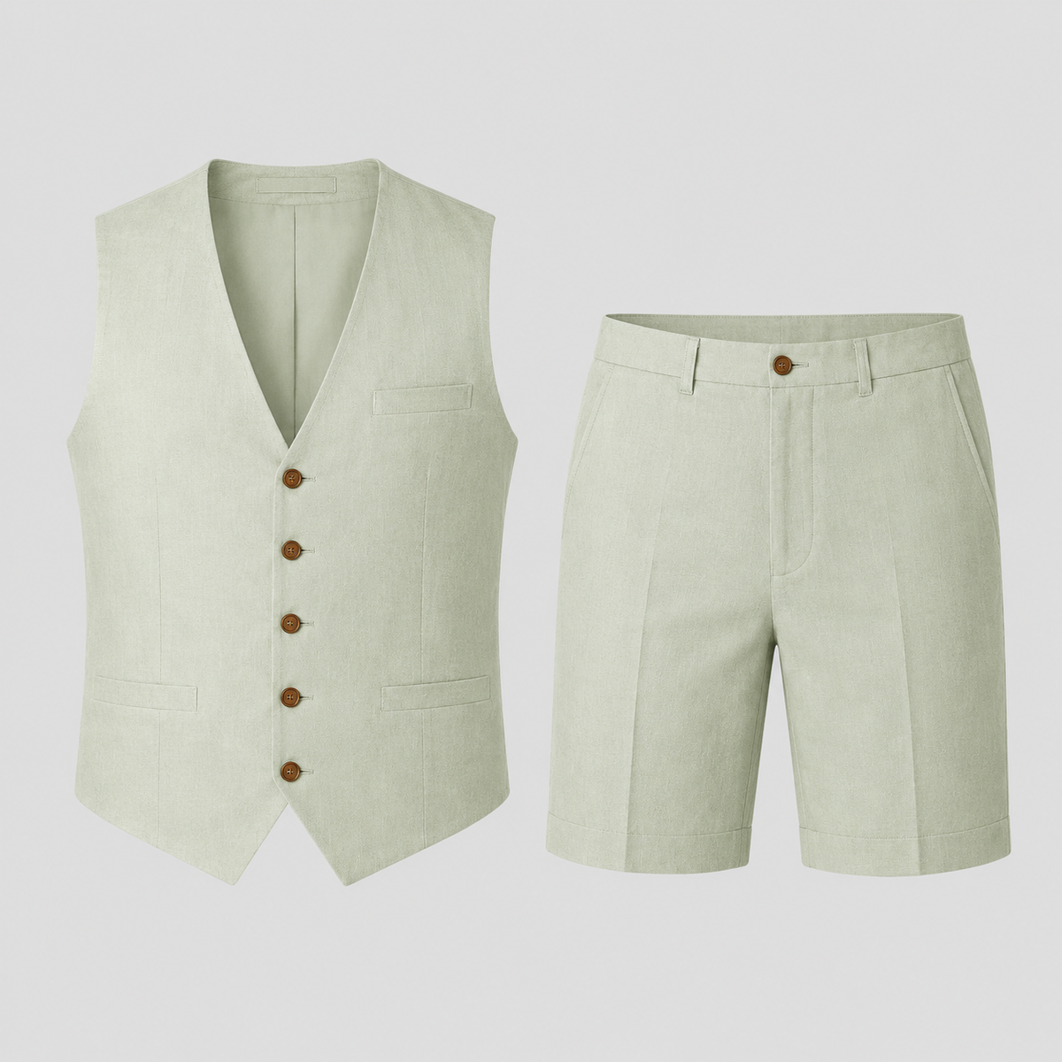 Men’s Linen-Look Vest and Shorts Set