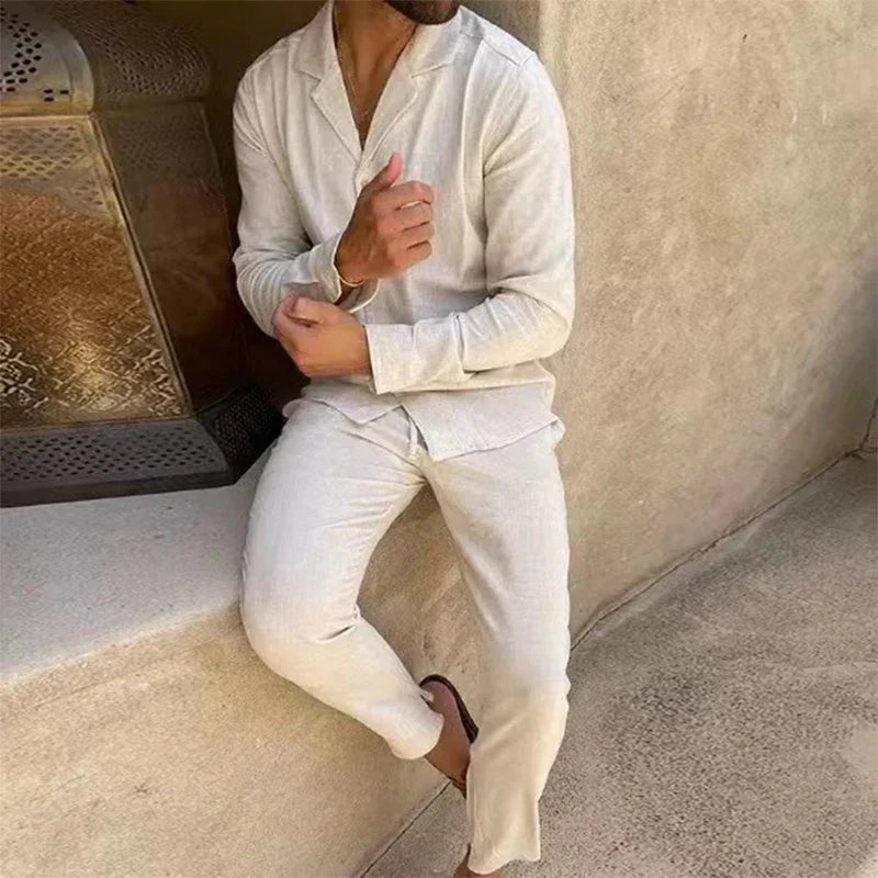 Men’s Linen Set with Matching Trousers