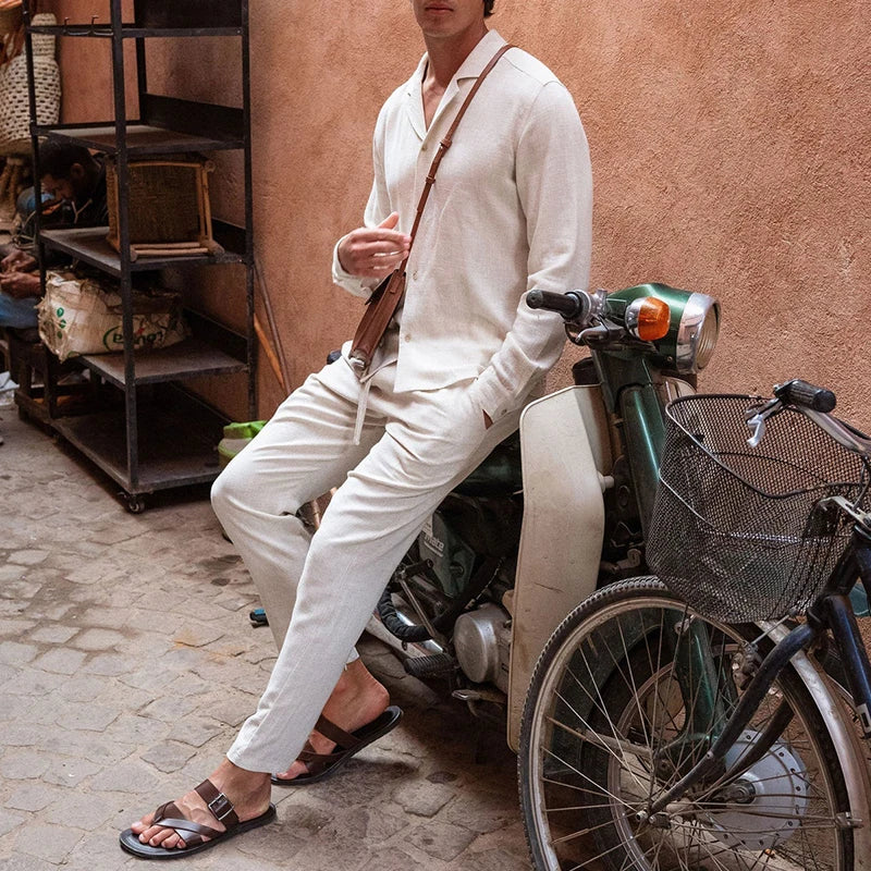 Men’s Linen Set with Matching Trousers