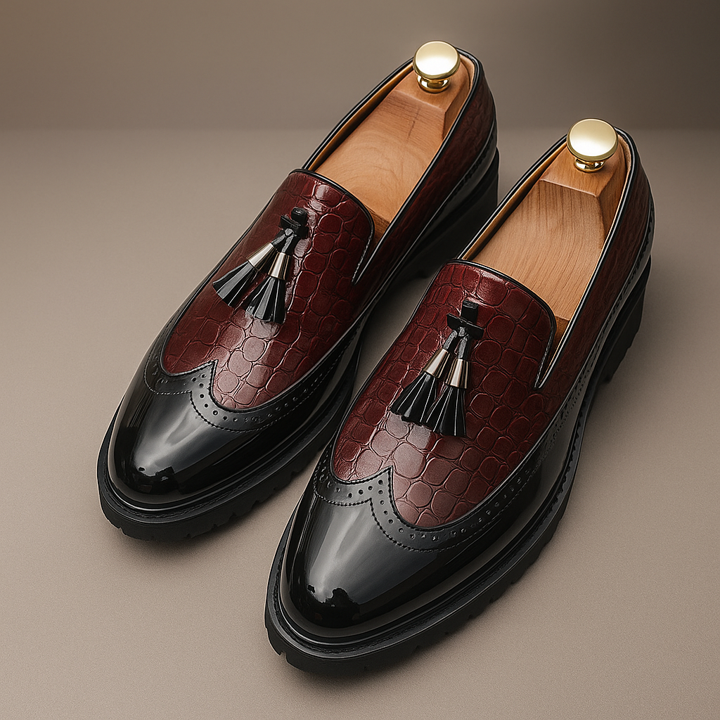 Men's Loafers With Croc-Embossed Tassels