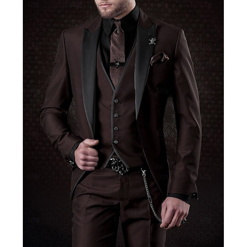 Men’s Peak-Lapel Three-Piece Suit