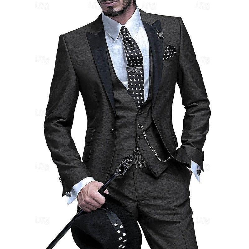 Men’s Peak-Lapel Three-Piece Suit