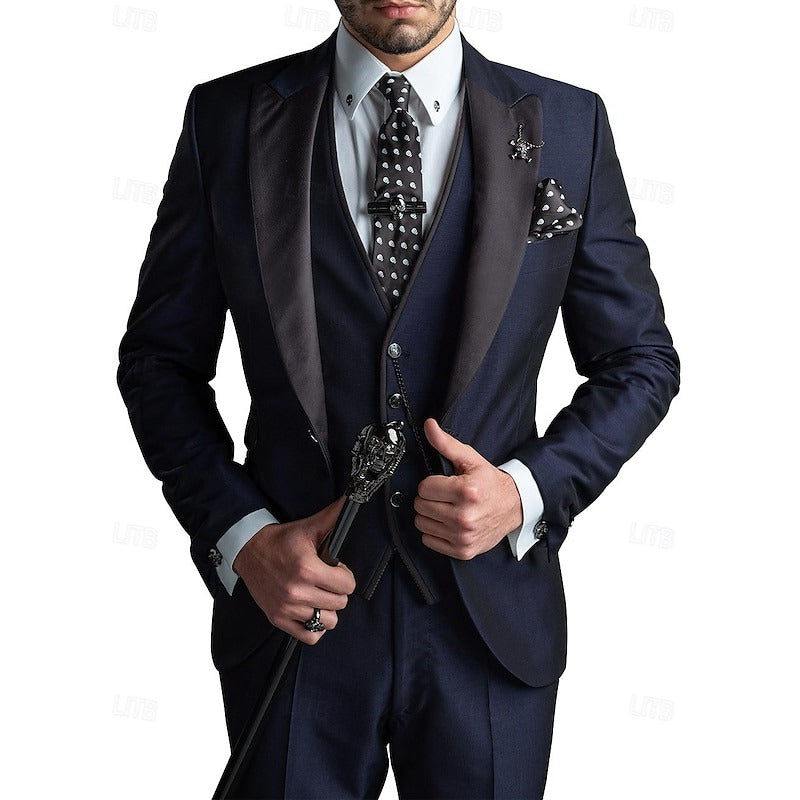 Men’s Peak-Lapel Three-Piece Suit