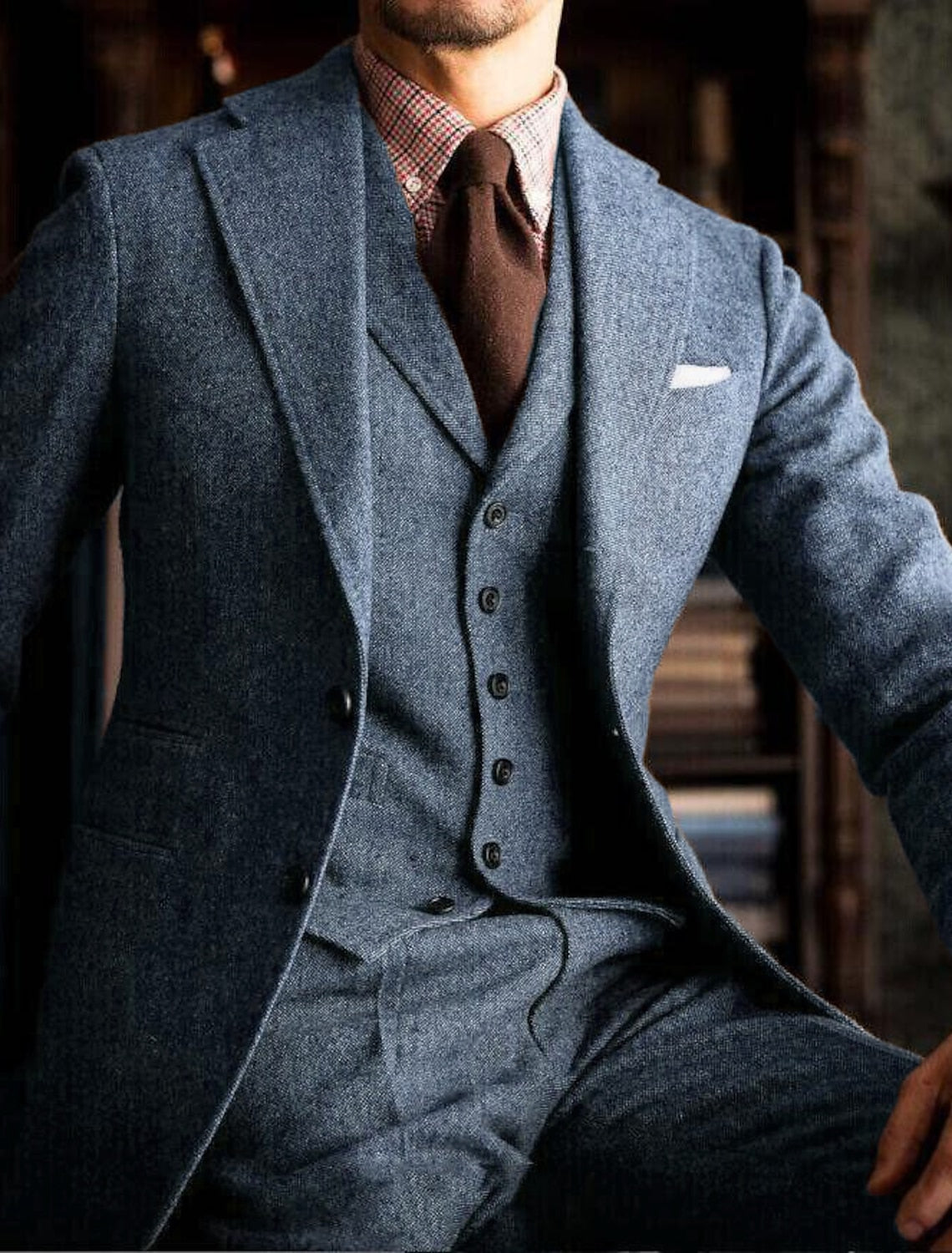 Men’s Single-Breasted Three-Piece Suit