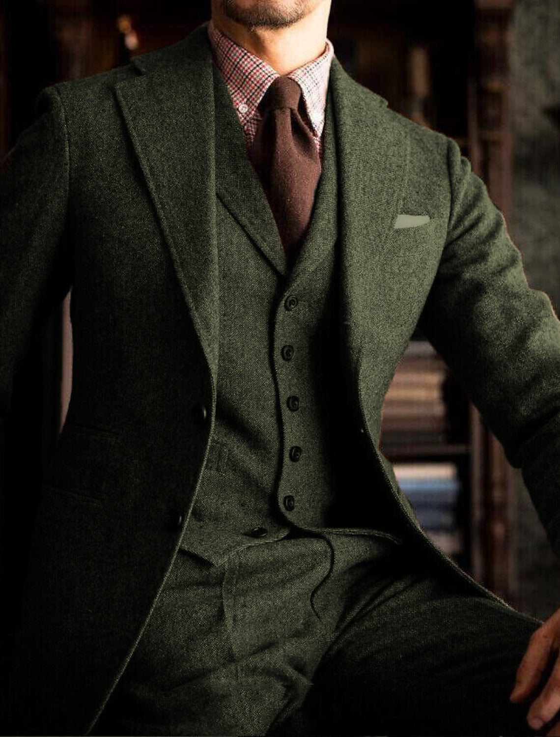 Men’s Single-Breasted Three-Piece Suit