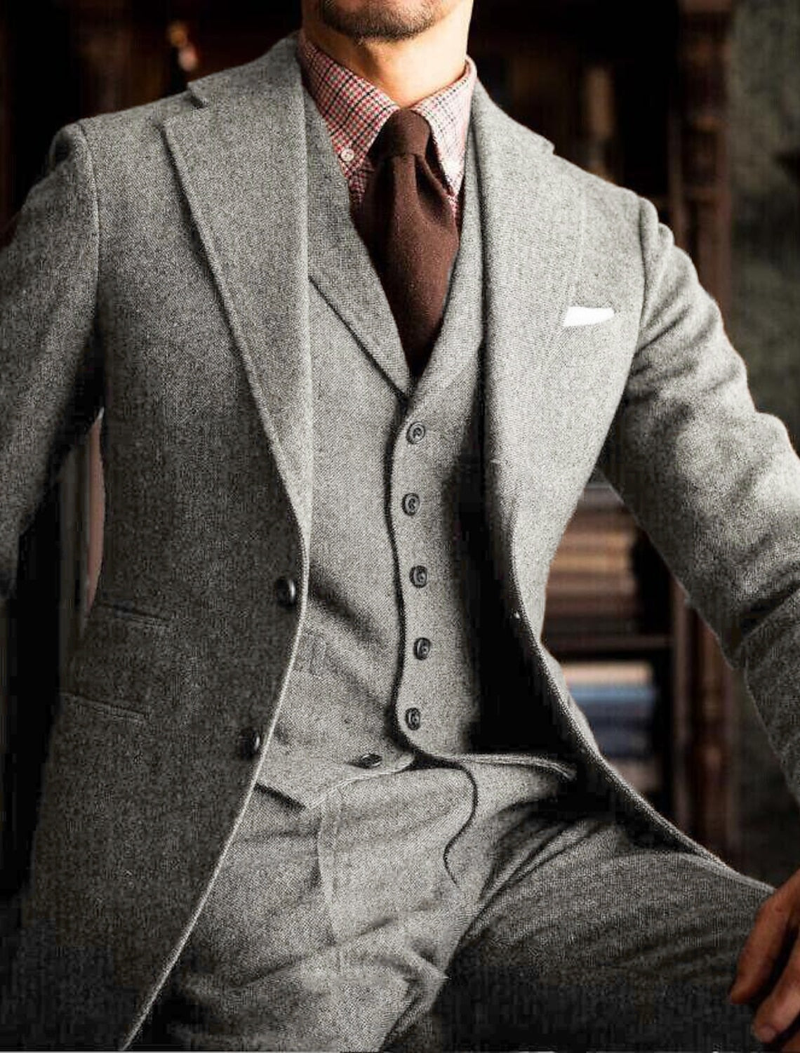 Men’s Single-Breasted Three-Piece Suit