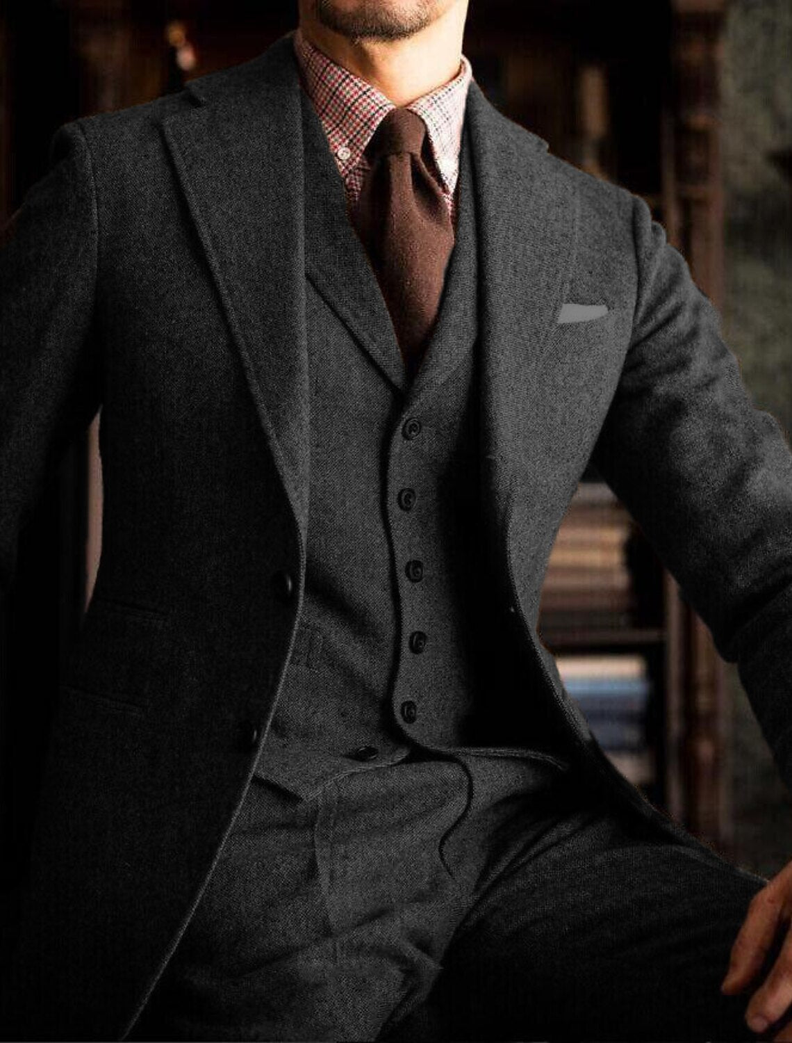 Men’s Single-Breasted Three-Piece Suit