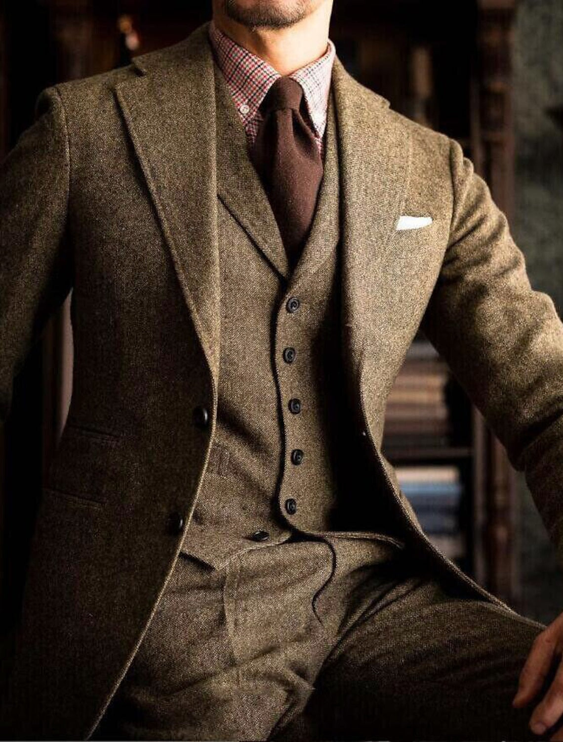 Men’s Single-Breasted Three-Piece Suit