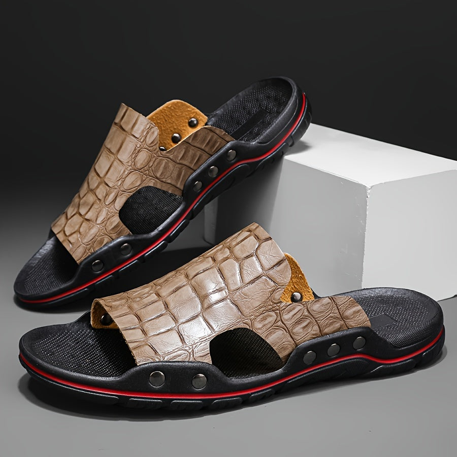 Men's Crocodile-Texture Sandals