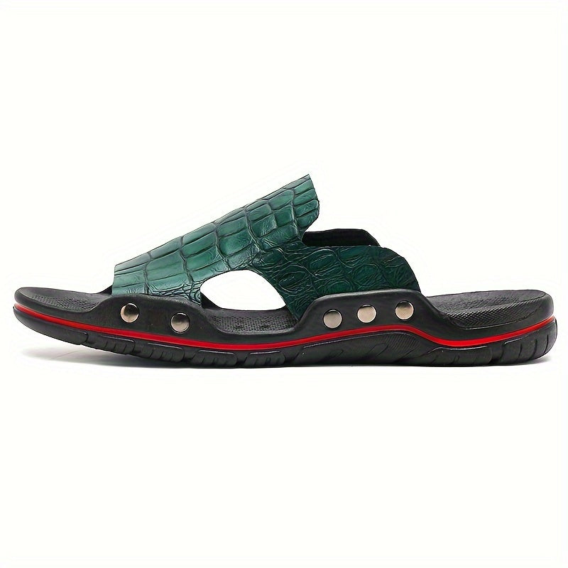 Men's Crocodile-Texture Sandals