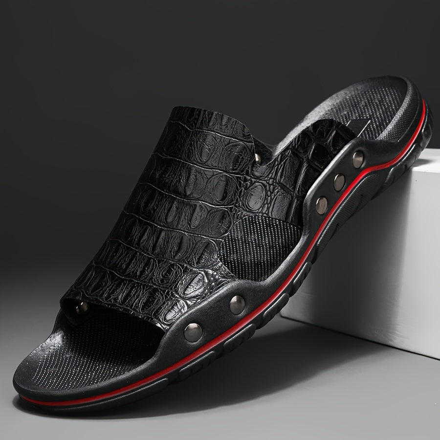 Men's Crocodile-Texture Sandals