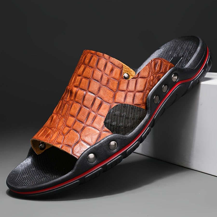 Men's Crocodile-Texture Sandals