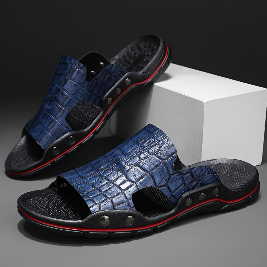 Men's Crocodile-Texture Sandals