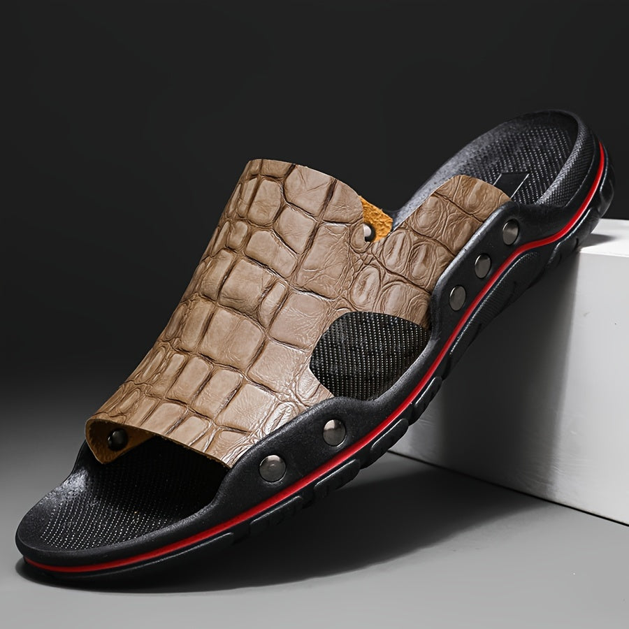 Men's Crocodile-Texture Sandals