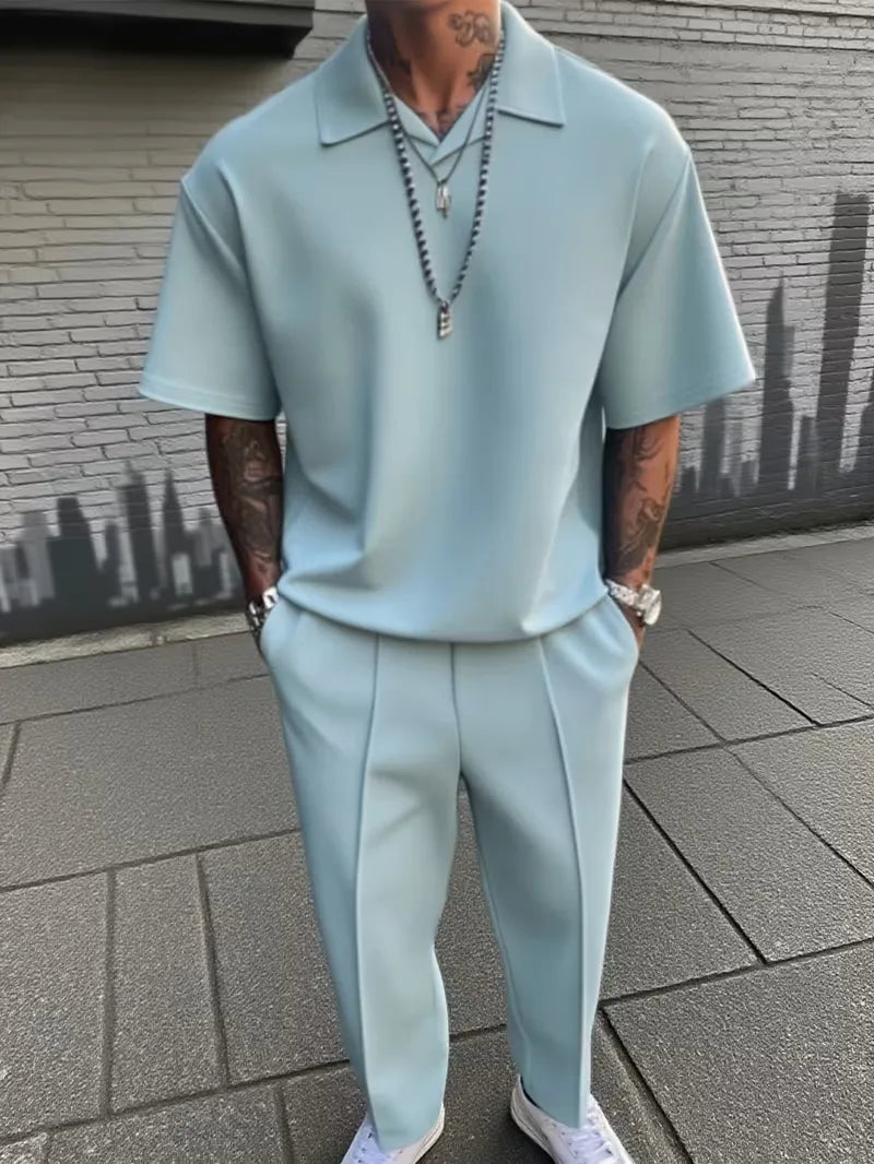 Men’s Two-Piece Set with Polo Shirt