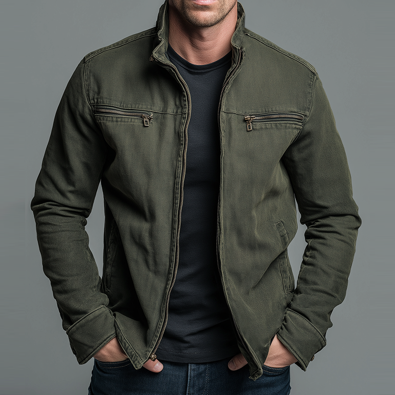 Men's Utility Jacket with Front Zip