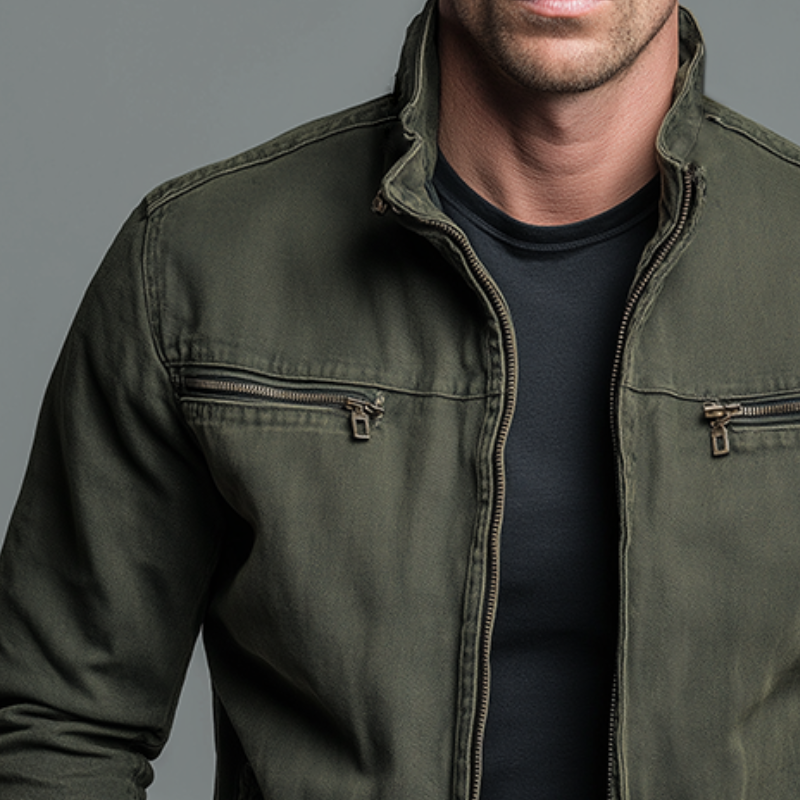 Men's Utility Jacket with Front Zip
