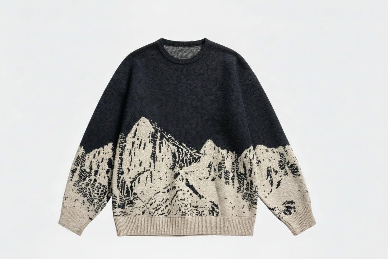 Men's Vintage Contrast-Colour Knit Sweater