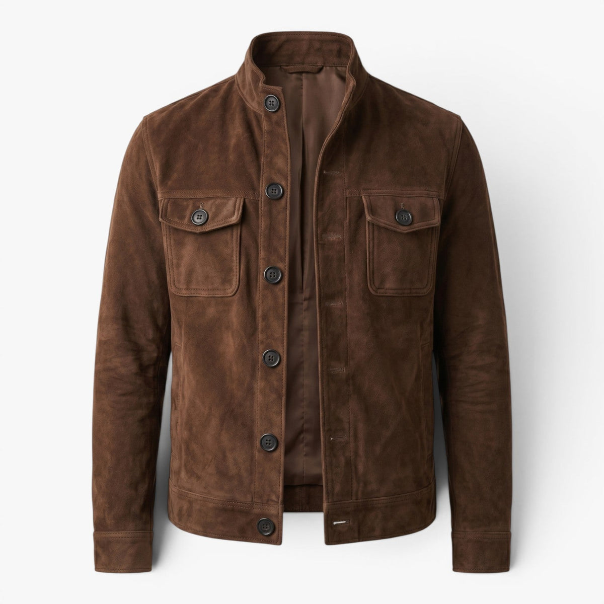 Men’s Vintage Suede-Effect Button Jacket