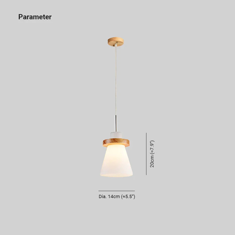 Minimalist Trapezoid Pendant Light in White Wood and Glass – Stylish Kitchen Pendant Lighting for Bedroom, Dining, and Living Room