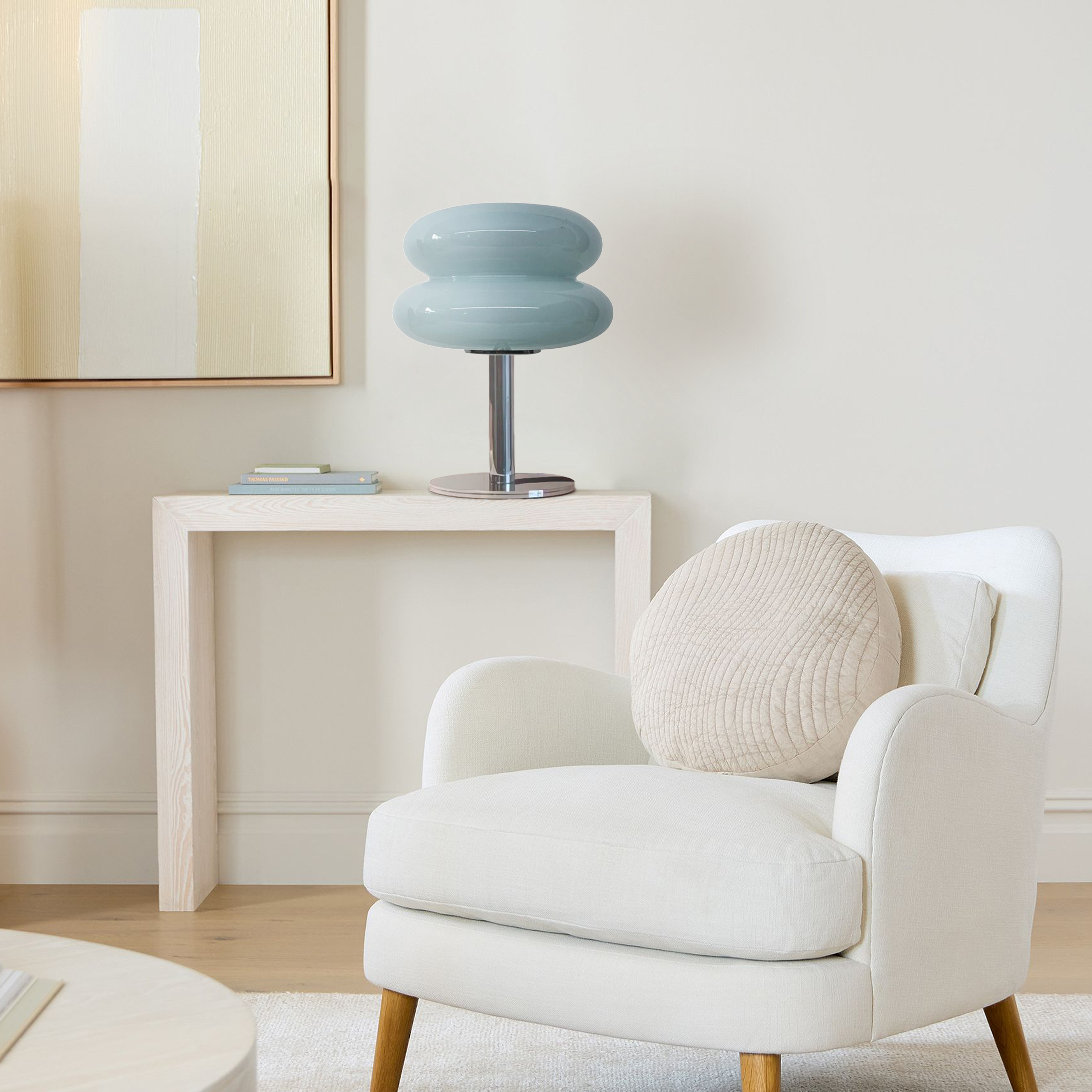 Minimalist Glass Table Lamp with White Glass Shade