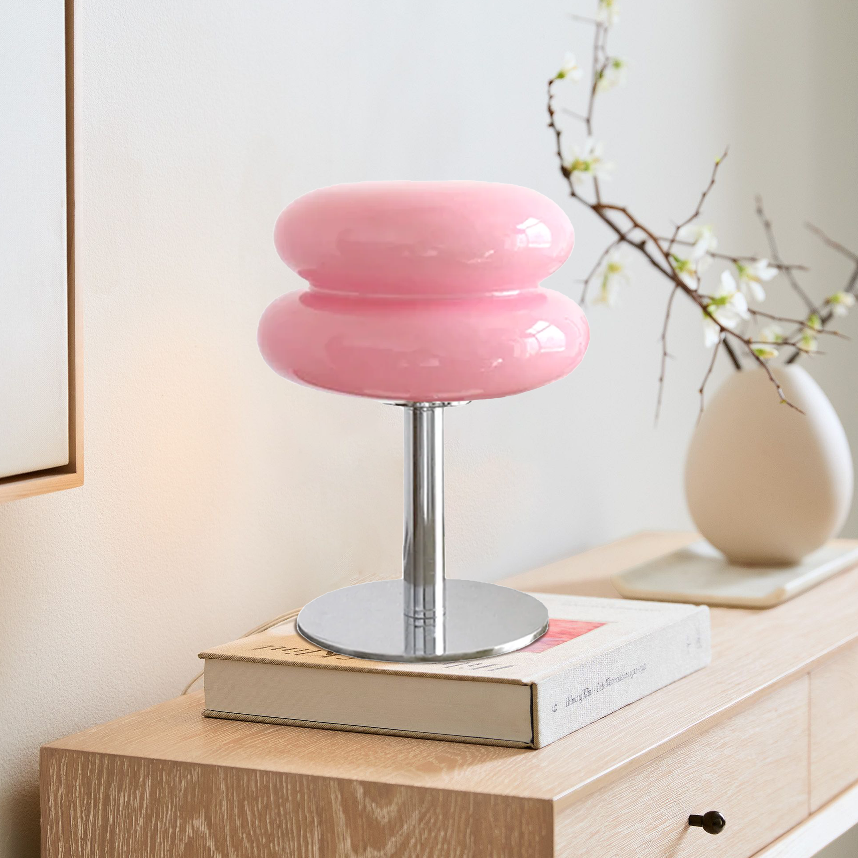 Minimalist Glass Table Lamp with White Glass Shade