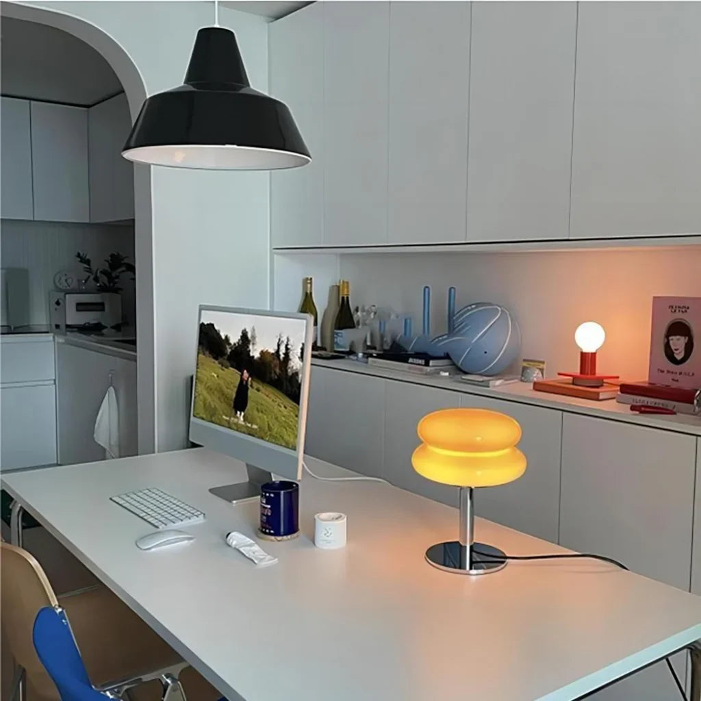 Minimalist Glass Table Lamp with White Glass Shade