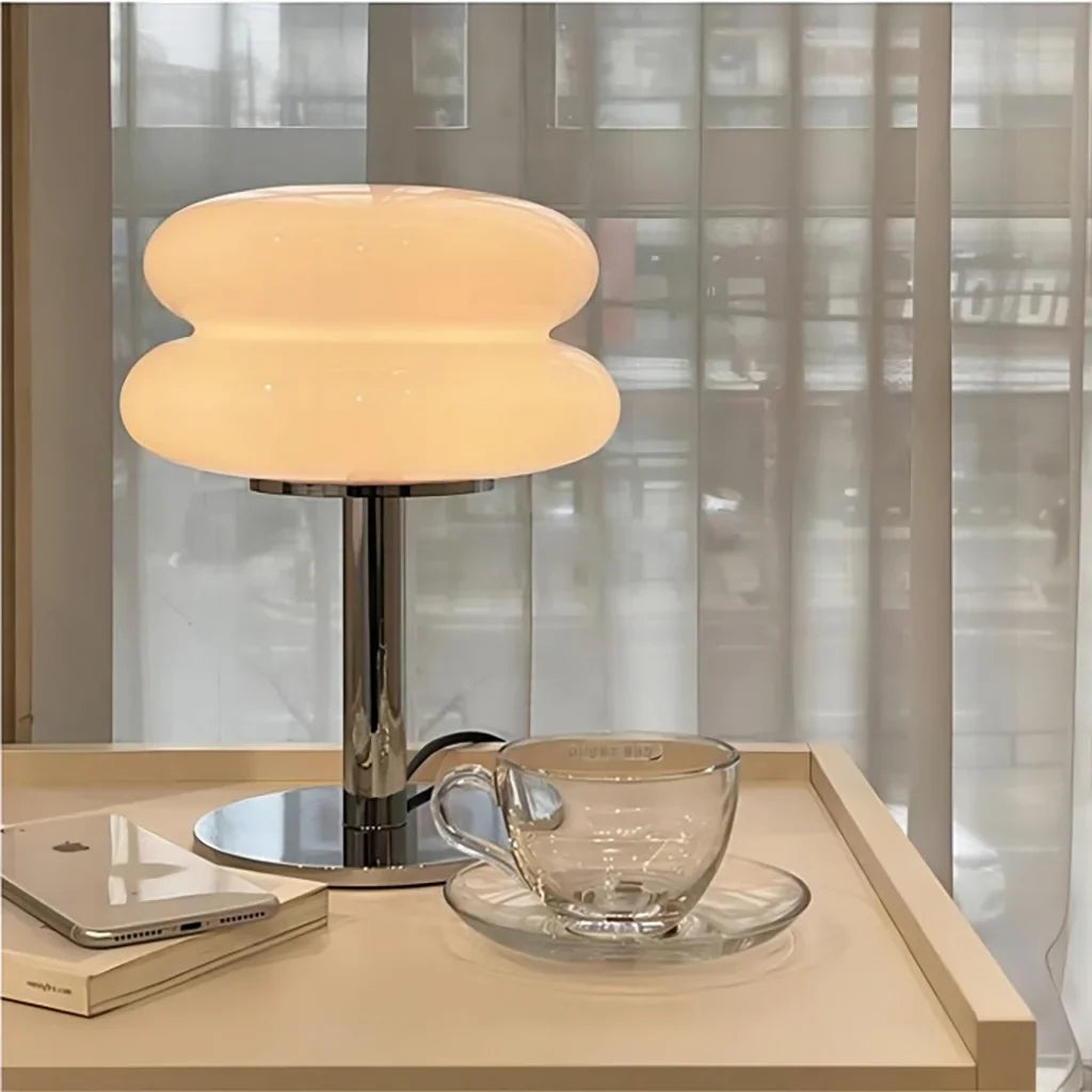 Minimalist Glass Table Lamp with White Glass Shade