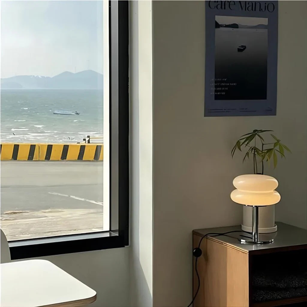 Minimalist Glass Table Lamp with White Glass Shade