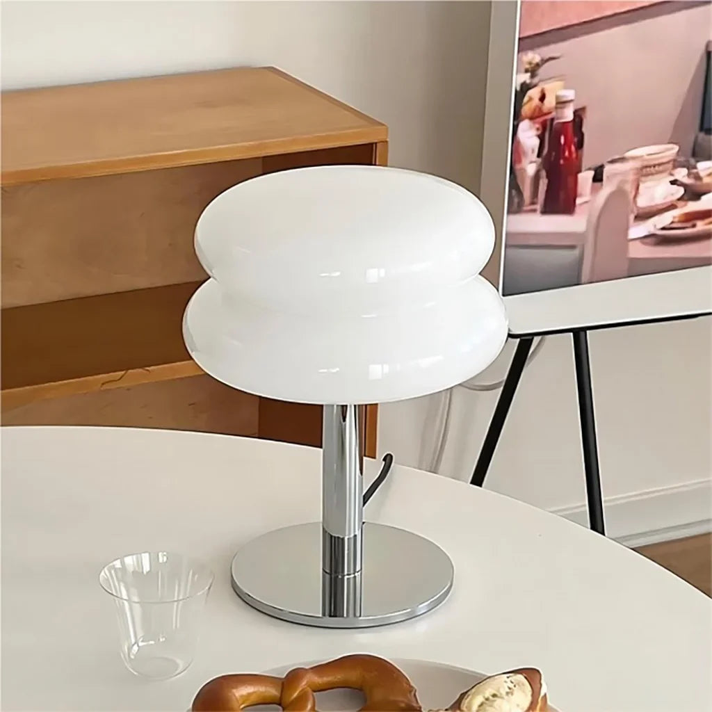 Minimalist Glass Table Lamp with White Glass Shade