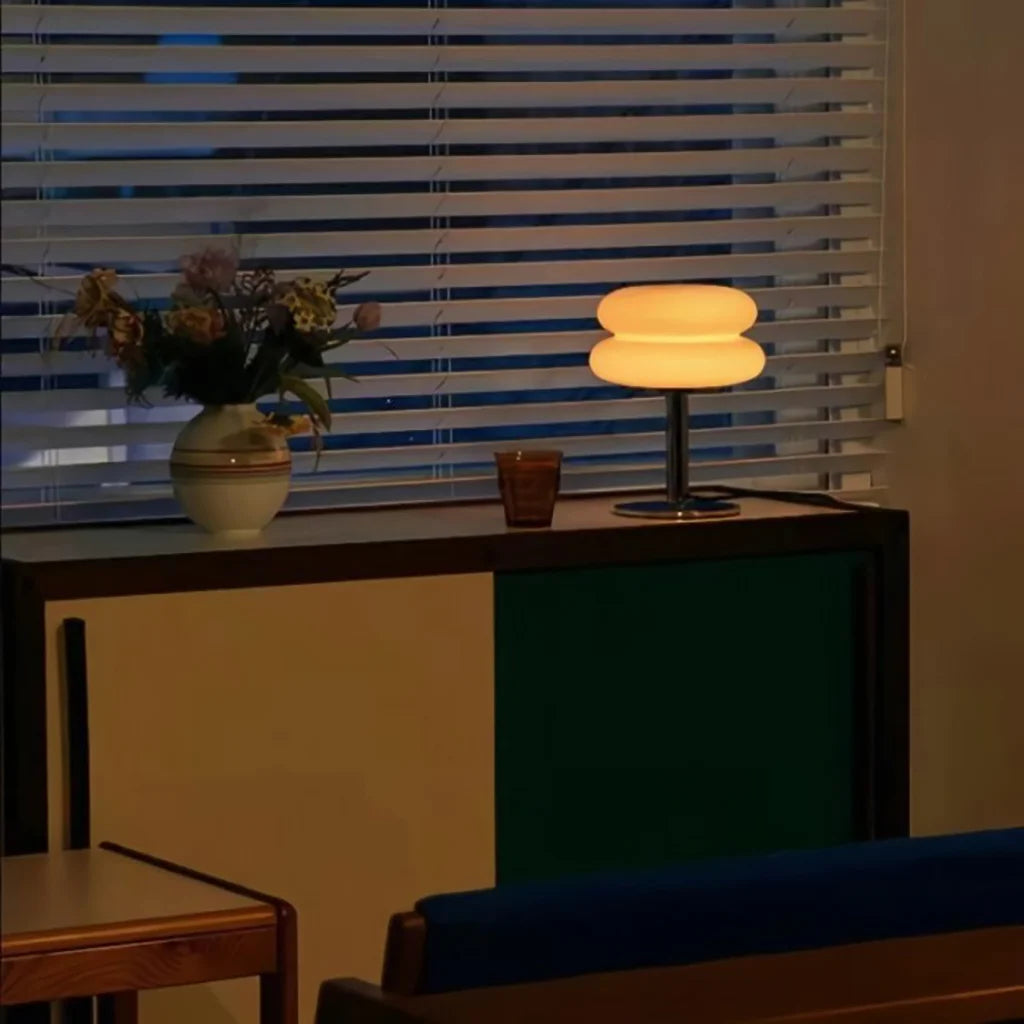 Minimalist Glass Table Lamp with White Glass Shade
