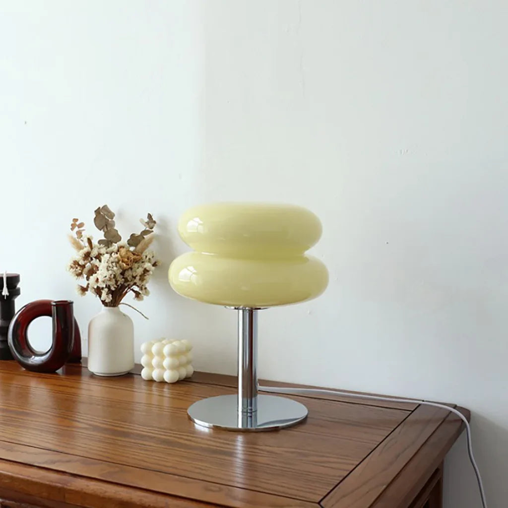 Minimalist Glass Table Lamp with White Glass Shade