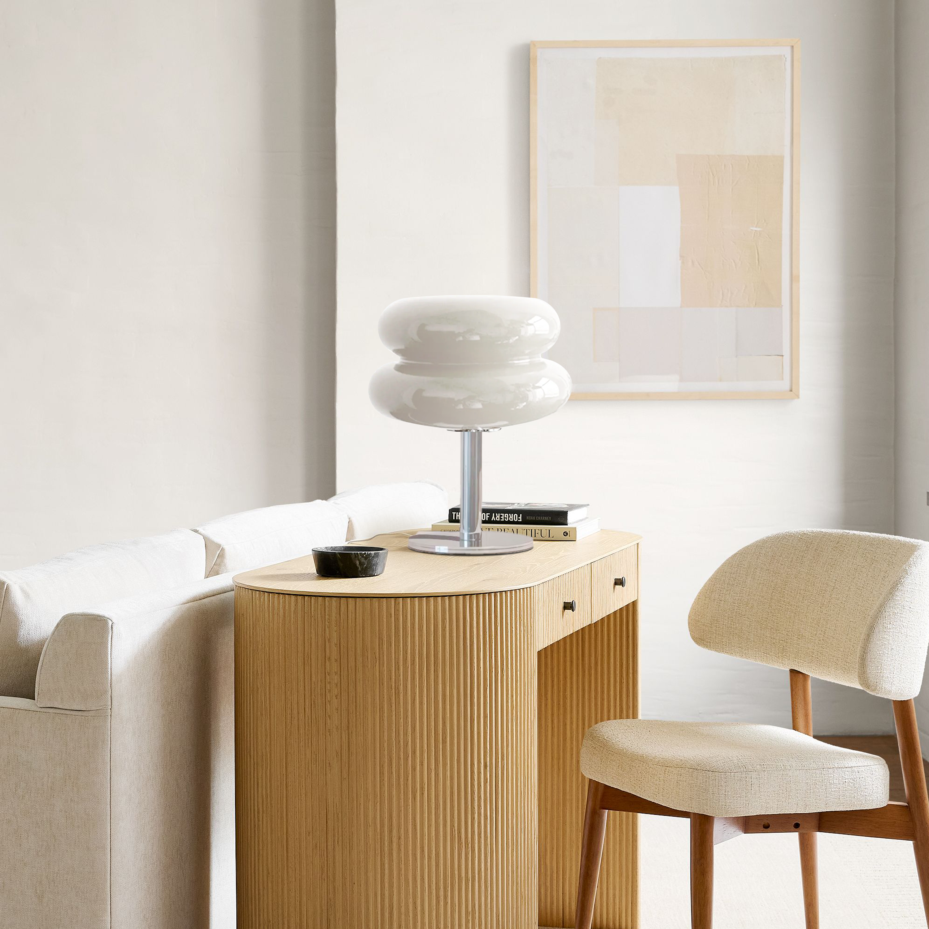 Minimalist Glass Table Lamp with White Glass Shade