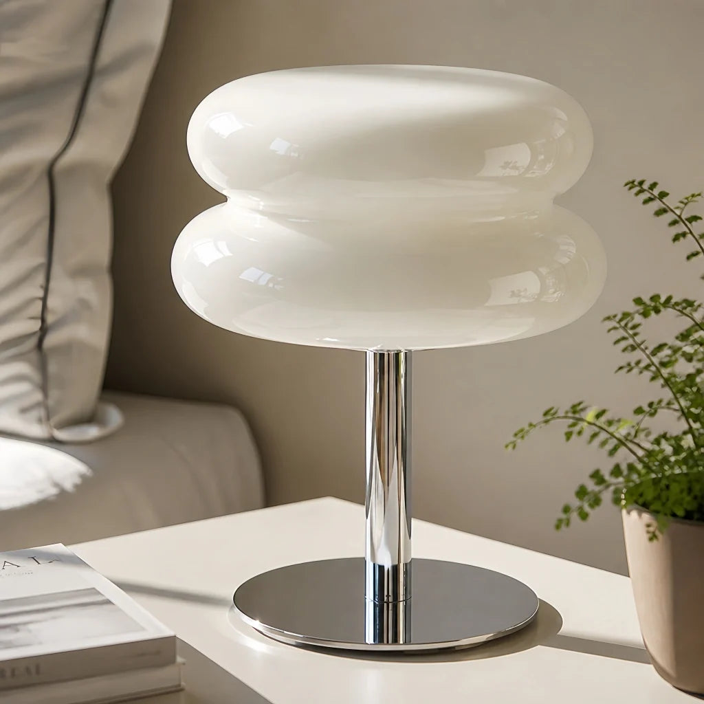 Minimalist Glass Table Lamp with White Glass Shade