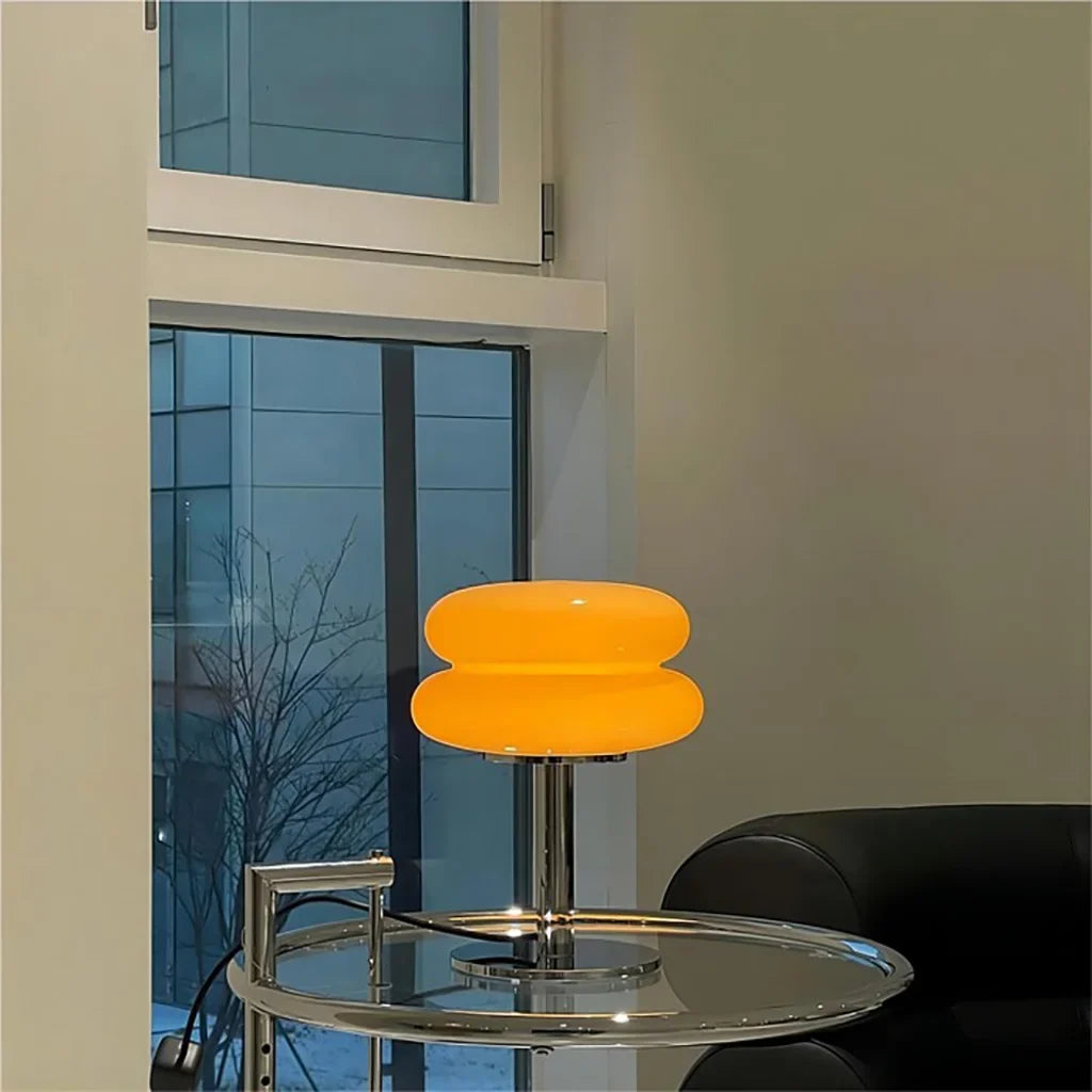 Minimalist Glass Table Lamp with White Glass Shade