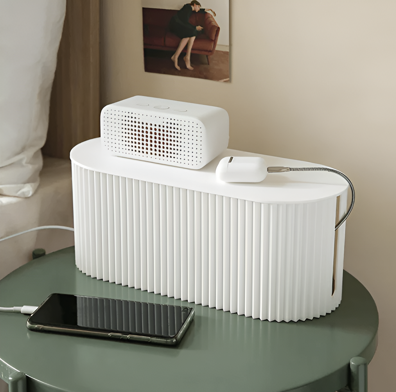Minimalist Cable Management Box – Plastic Cable Organizer for Chargers and Power Strips