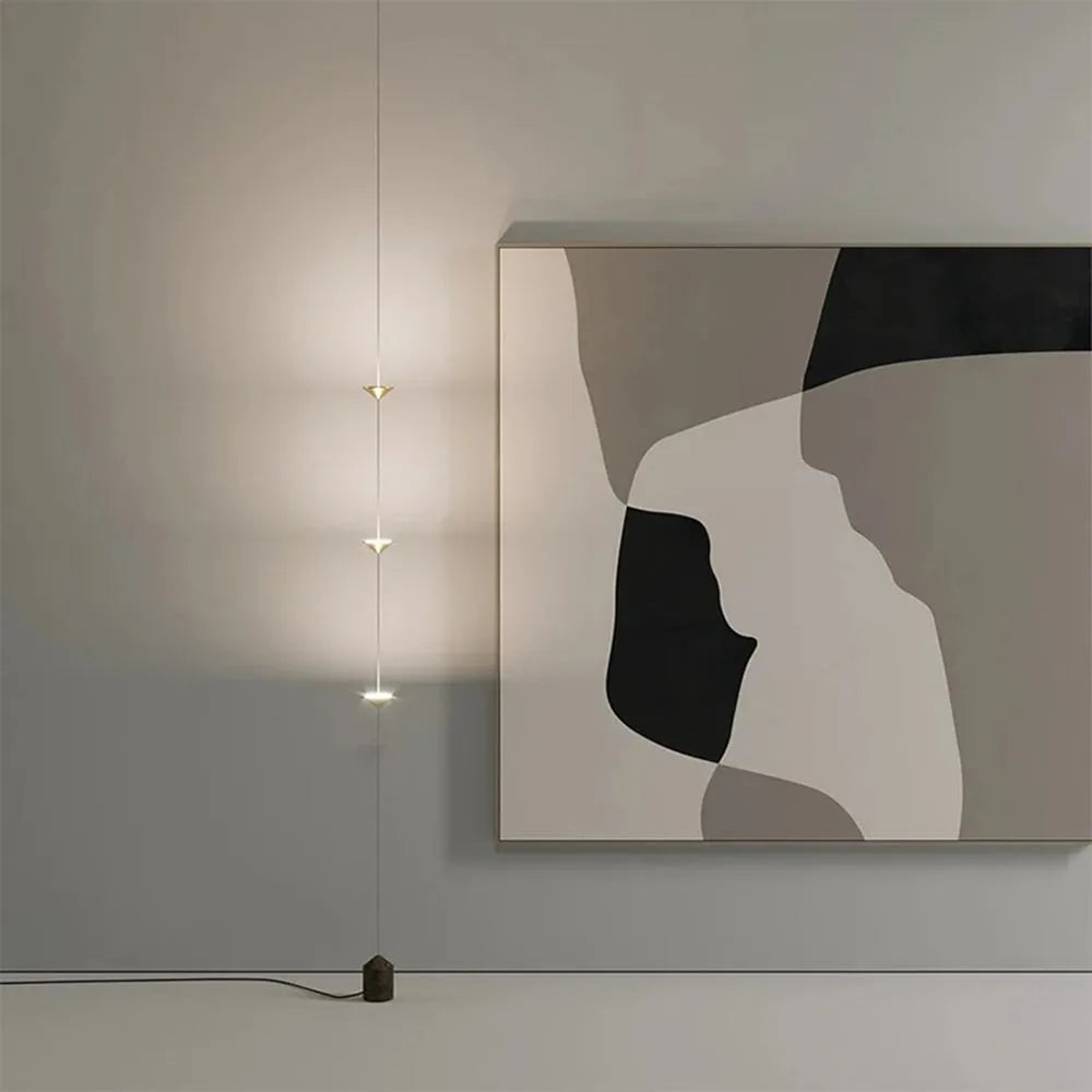 Modern Black Floor Lamp – Minimalist Linear Standing Lamp with 3 LED Bulbs for Living Room and Bedroom