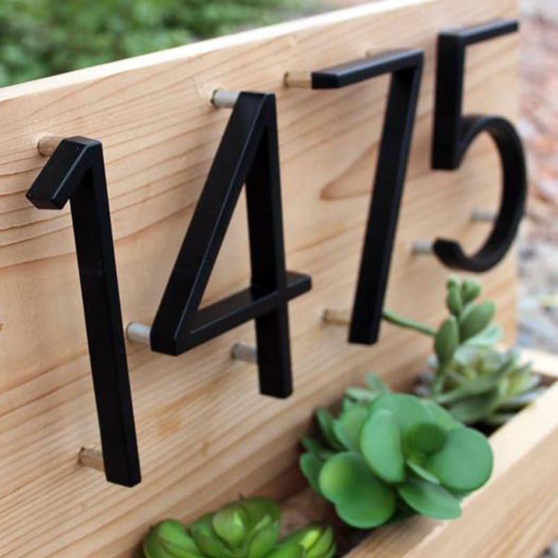 Modern Black House Number Sign – Durable Zinc Alloy Address Plaque with Versatile Installation for Enhanced Curb Appeal