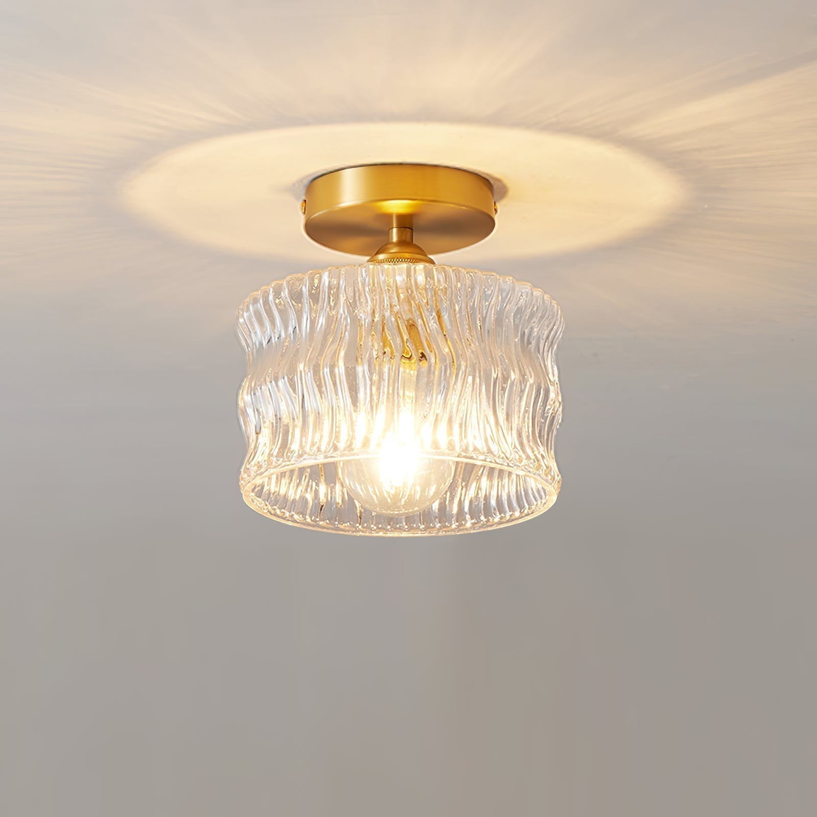 Modern Glass Gold Ceiling Lamp Flush Mount Light Fixture
