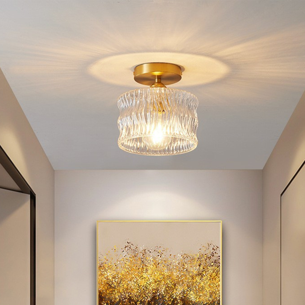 Modern Glass Gold Ceiling Lamp Flush Mount Light Fixture